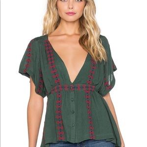 Tularosa revolve short sleeve green top NWOT